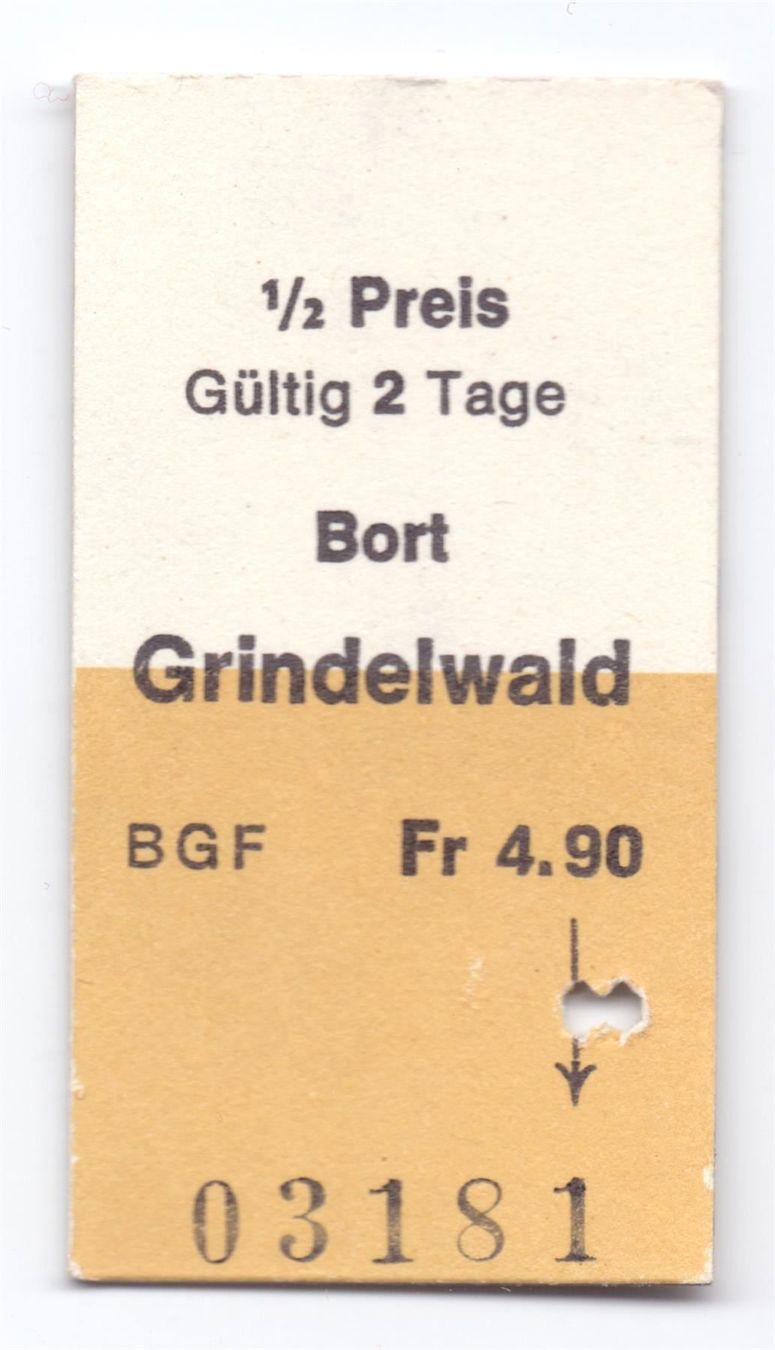 Biglietti: Billette Bort - Grindelwald BGF – Usato da Langenthal venduto da Sammlungs_aus