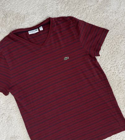 T-shirt Lacoste bordeaux rayé - Taille 3 / S
