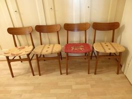 4 Vintage Design Teak Stühle 1960er Jahre