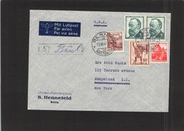 Flugpost nach New York,Reklame-zudruck,Mischfrankatur, 1941