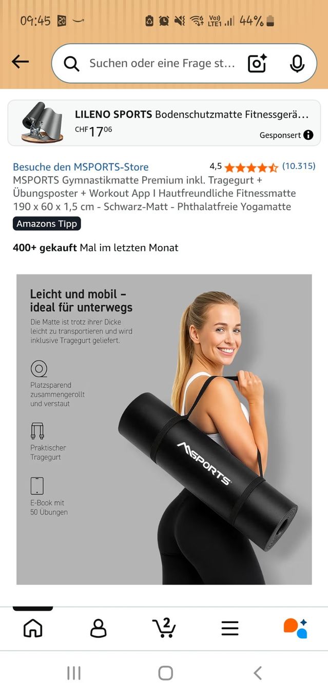 Tappetini fitness: Yogamatte schwarz – Nuovo (secondo la descrizione) da Frauenfeld venduto da Ricariela 2