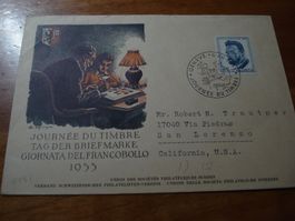 Brief Tag der Briefmarke 1955, Geneve, gelaufen
