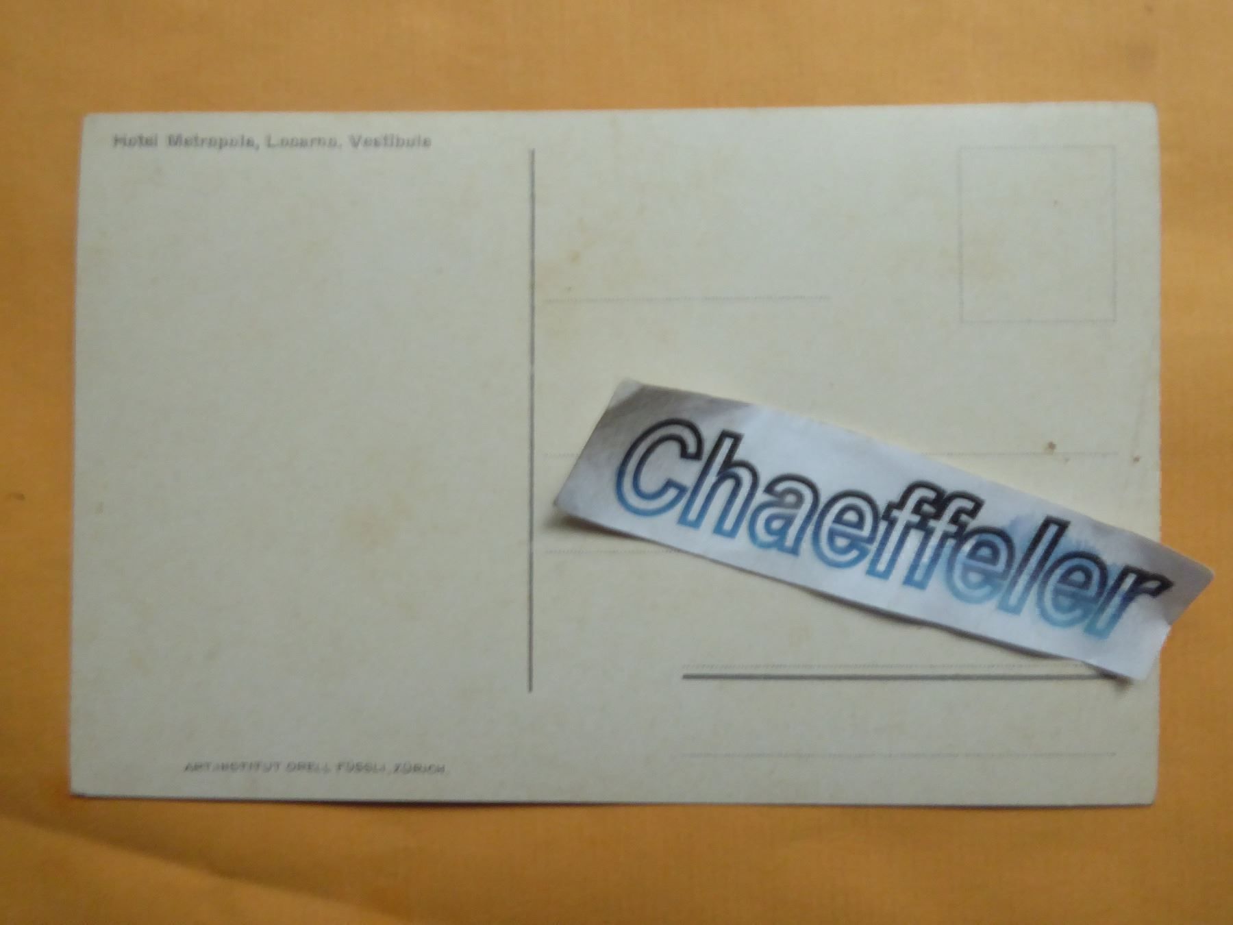 Cartoline postali: Hotel Metropole, Locarno. Vestibule – Nuovo (secondo la descrizione) da Zürich venduto da Chaeffeler 1