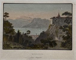 Altkolorierter Stahlstich um 1840 - Magadino