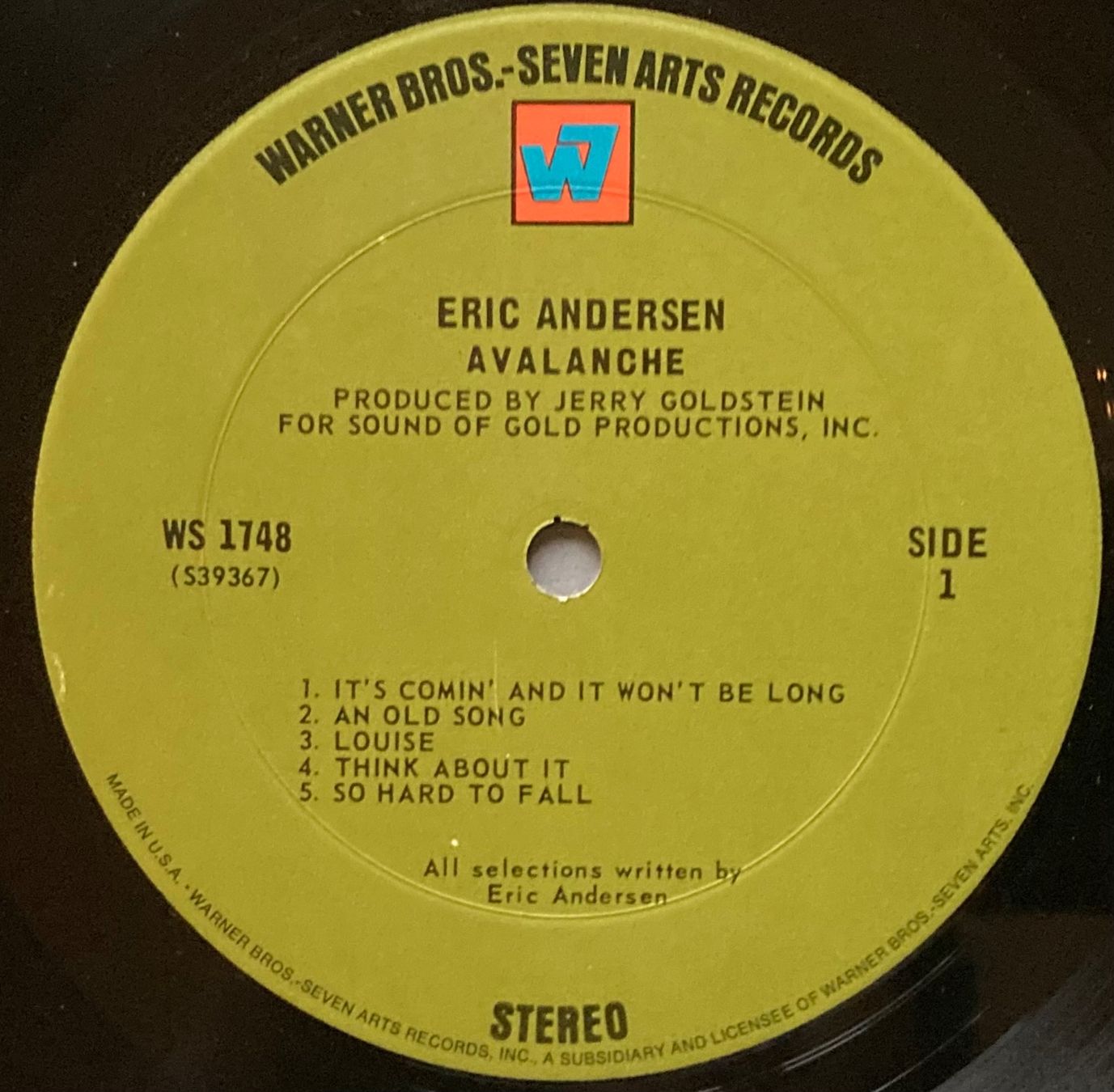 Schallplatten: ERIC ANDERSEN - AVALANCHE – Gebraucht aus Poliez-Pittet von Newtown-Records 2