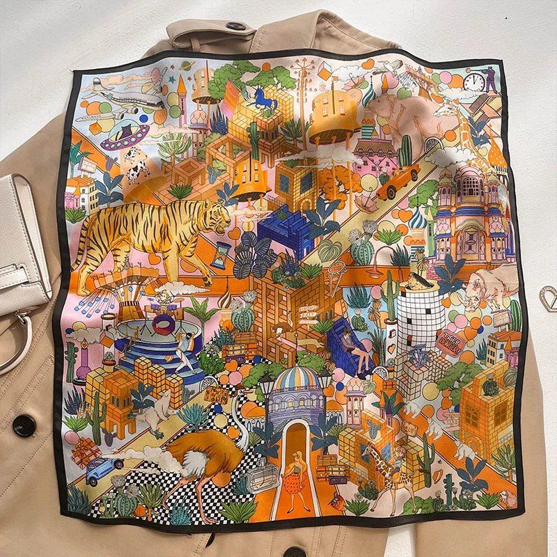 Foulard & Sciarpe: Seidentuch, bunt gemustert, neu – Nuovo e nell'imballaggio originale da Laufen venduto da flowerfan