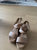 Mango Leather Wedge Sandals Espadrille Style Size 38 Summer 