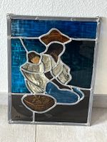 Handgemachtes Glasbild, Kunsthandwerk, Vintage, 31x46cm