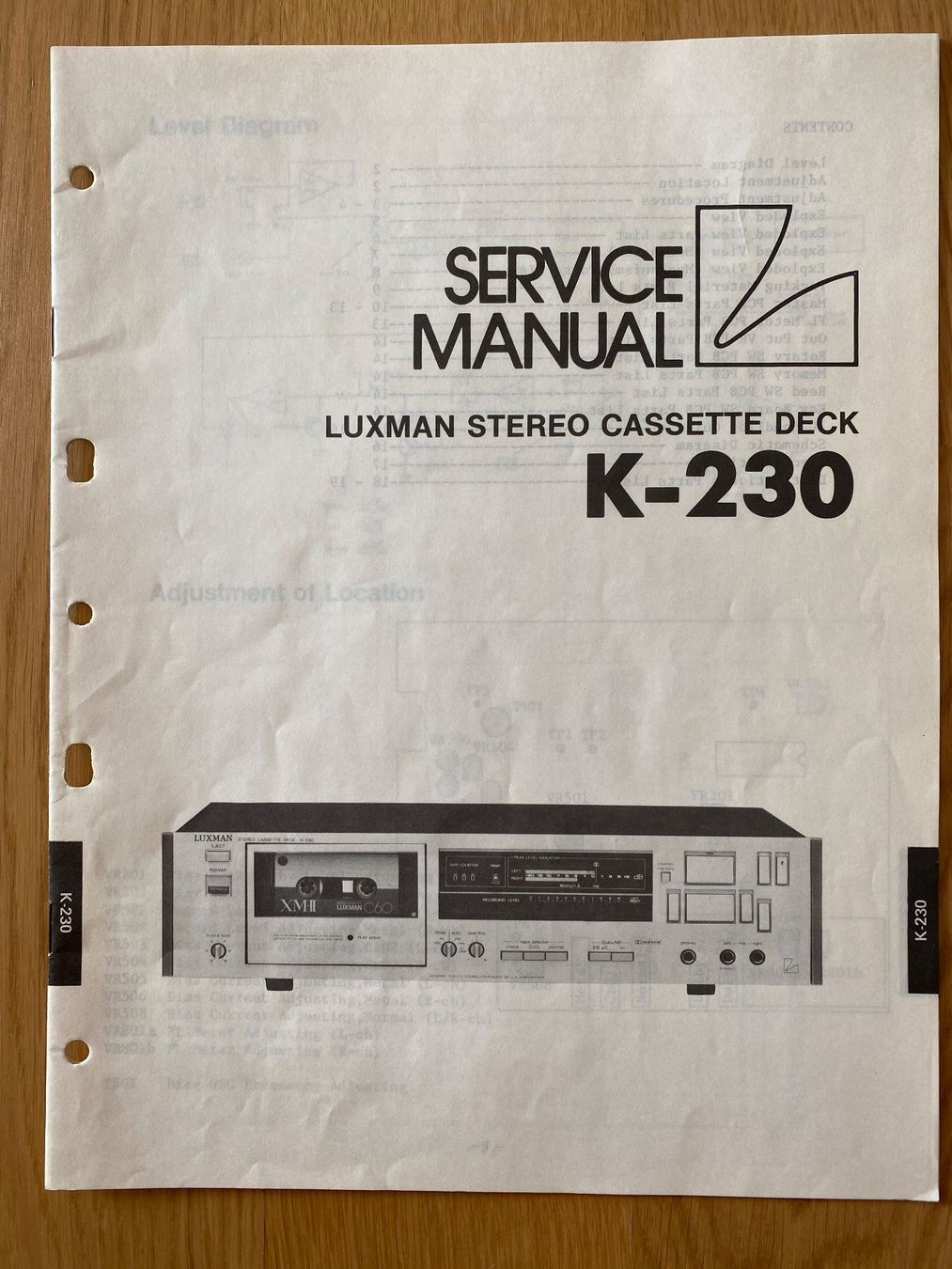Luxman Aufnahmegeräte: Service Manual LUXMAN Cassetten Deck K-230 – Gebraucht aus Erlenbach ZH von Leaford