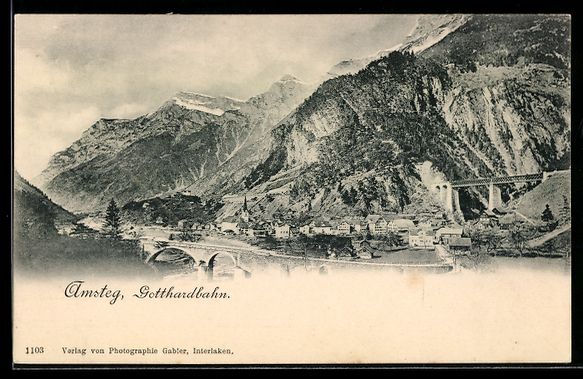 Cartoline postali: AK Amsteg, Gotthardbahn, Viadukt – Usato da Berlin venduto da bartko-reher