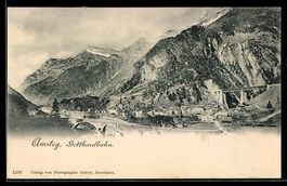 AK Amsteg, Gotthardbahn, Viadukt
