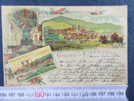 GRUSS AUS EINSIEDEL 1897 3BILD-LITHO ANTIK SZ AK