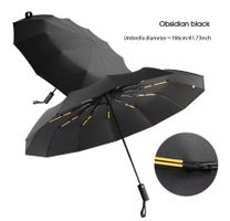 Parapluie Automatique Coupe-Vent Double Couche Solide Noir