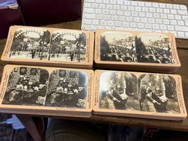 Sammlung von ca. 90 Stück antike STEREOPHOTO Stereo Photos