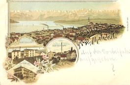 AK LITHO GRUSS aus THALWIL THALWEIL1897 4 BILD. FABRIKEN etc