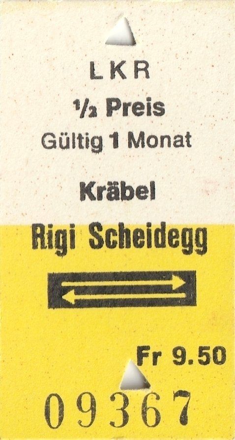 Biglietti: LKR Karton-Billett, Kräbel - Rigi Scheidegg – Usato da zürich venduto da parts5060