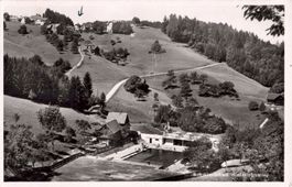 Alte AK Schwimmbad Walzenhausen Appenzell, mit 10 Rp. Marke