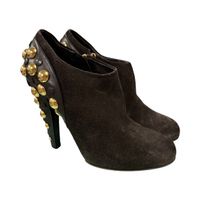 Gucci Ankle Boots Suede Studded Size 37 Brown Used