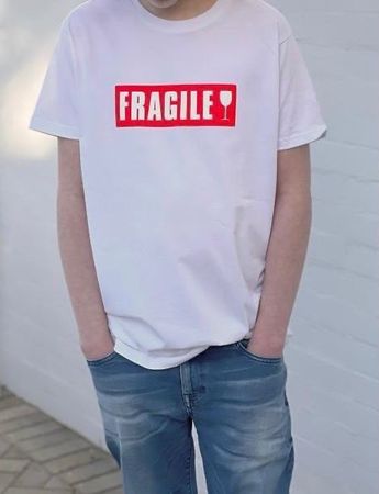 🟢 T-Shirt FRAGILE NEUF / NEU taille XL 100% coton / blanc