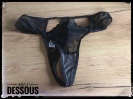 Reizvoller Damen Tanga Schwarz mit Spitze 🟡M🟡