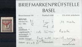 Zürich 6 Nr. 2S mit Befund 2025, Kat. 2500.- / ab 1.--