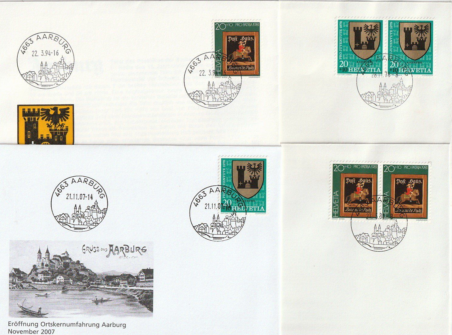 Alle Briefmarken: Aarburg, 4 Heimatbelege – Gebraucht aus Aarburg von Aare10