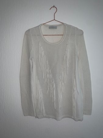 Sandro pull blanc à franges (taille 2/M)