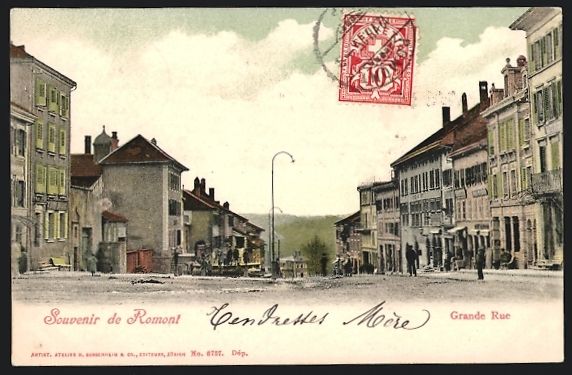 Ansichtskarten: AK Romont, Grande Rue, 1905 – Gebraucht aus Berlin von bartko-reher