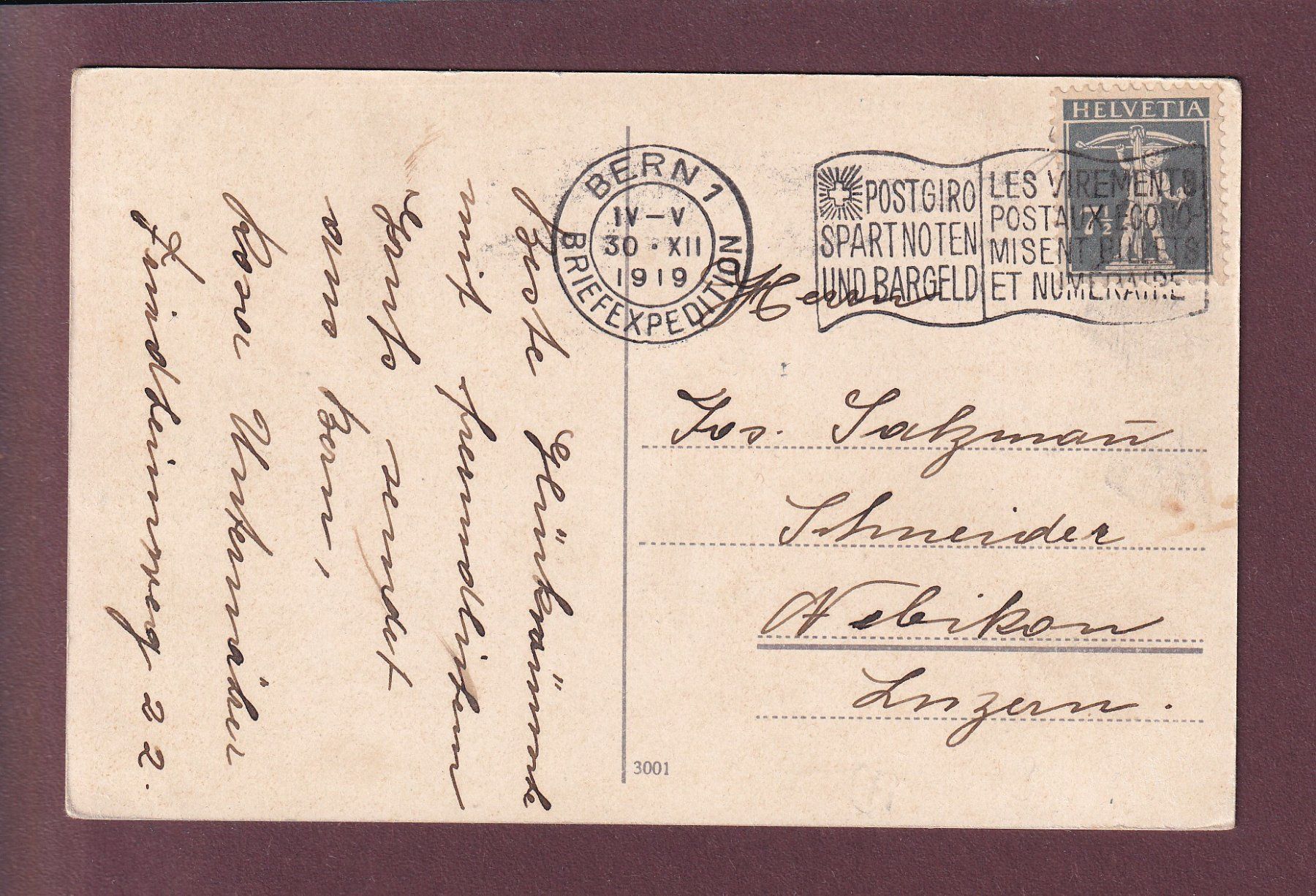 Cartoline postali: BERN - Bärengraben - 1919 – Usato da Pully venduto da nicecards 1