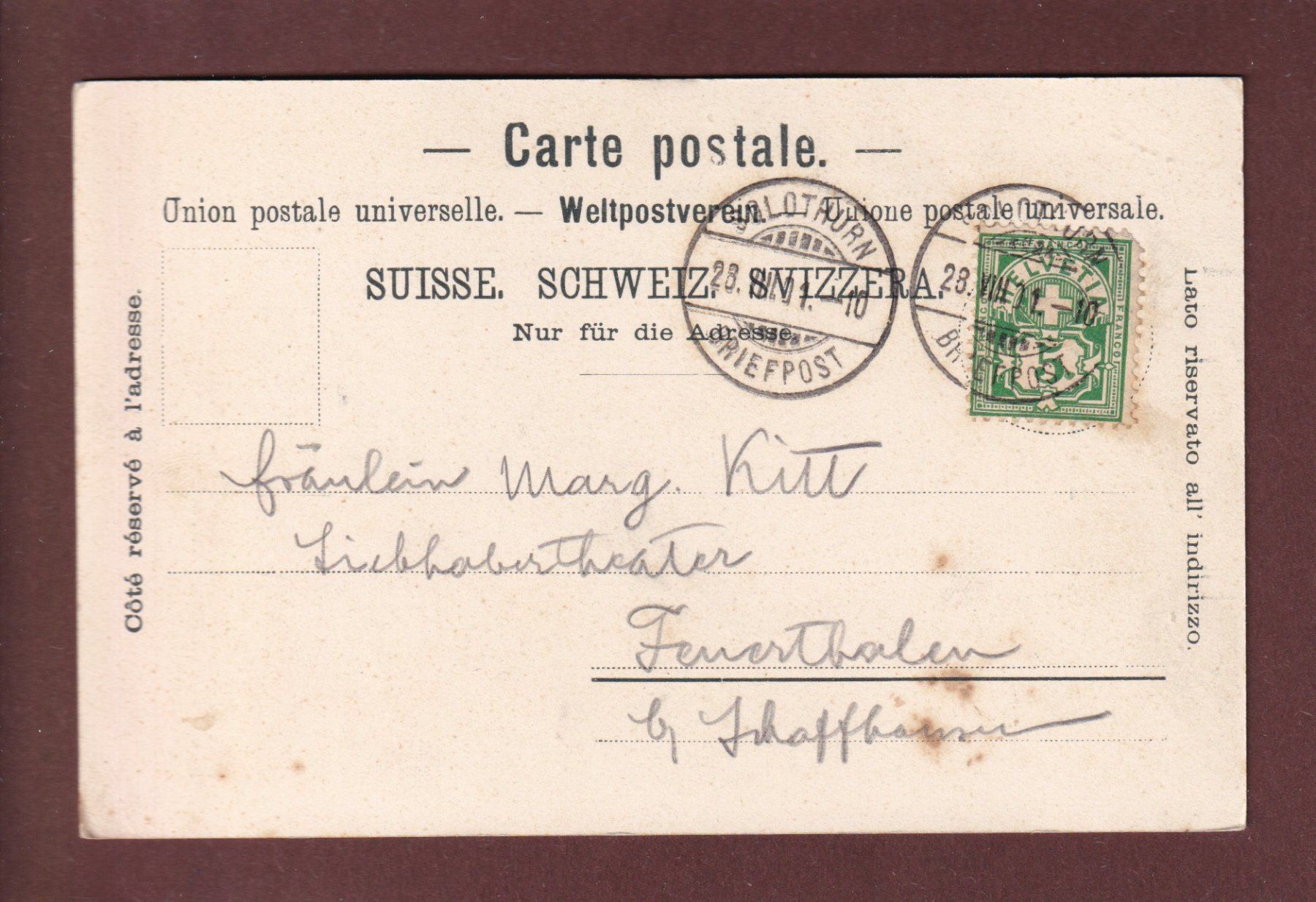 Ansichtskarten: Gruss aus SOLOTHURN - Zeitglockenturm - 1901 – Gebraucht aus Pully von nicecards 1