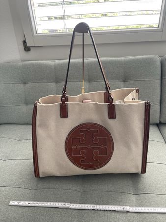 Tory Burch Tasche Canvas Leder Beige