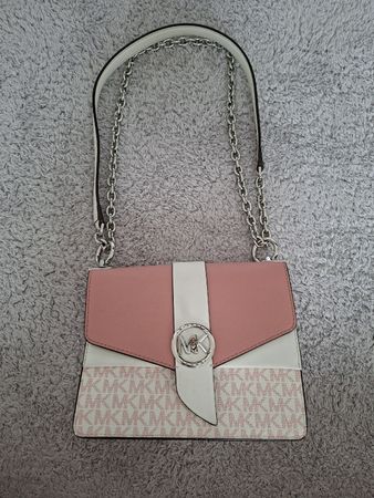 Sac à main Michael Kors rose et blanc, bandoulière
