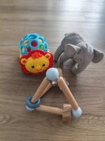 Baby Spielzeug Set: Rassel, Elefant, Greifling Holz 🐘🦁🧸