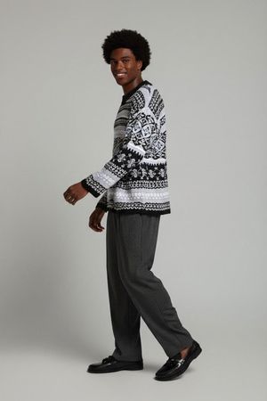 GIORGIO Fair Isle Pullover – Größe 46 – Schwarz & Hellblau