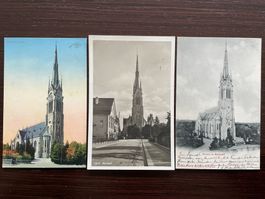 AMRISWIL Kirche, 3 Ansichtskarten, 1906-1932