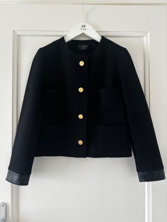 Club Monaco wool blend blazer with leather details - size S