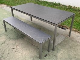 Gartentisch und Bank mit Aluminium Gestell