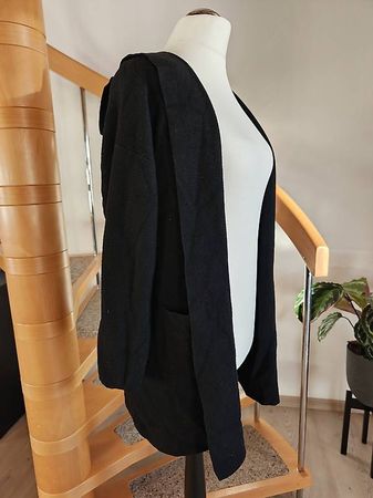 C&A Strickjacke 46 XL Lässig Kapuze Taschen Schwarz