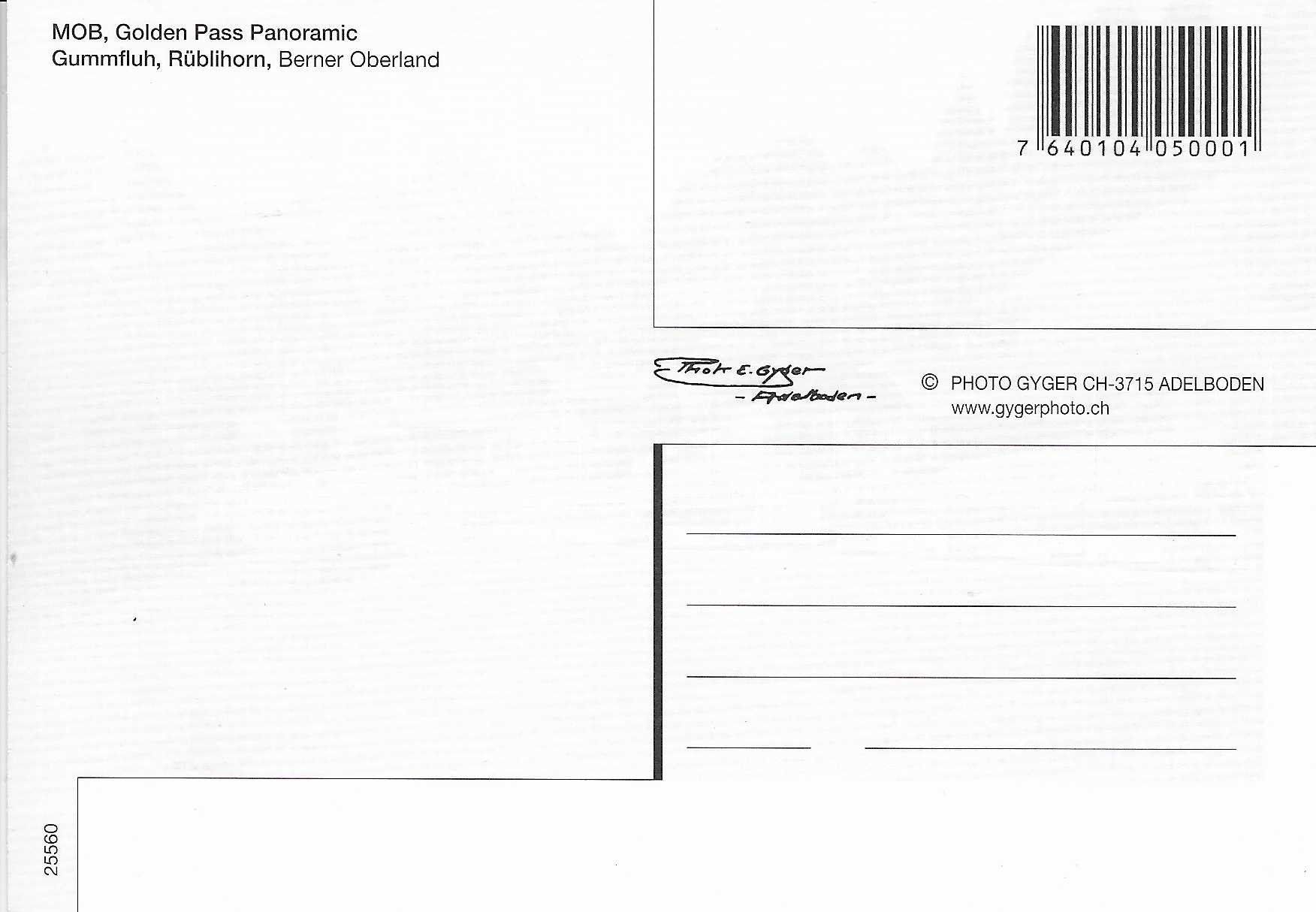 Ansichtskarten: MOB Golden Pas Panoramic – Neu (gemäss Beschreibung) aus Rothrist von Stranglehold 1