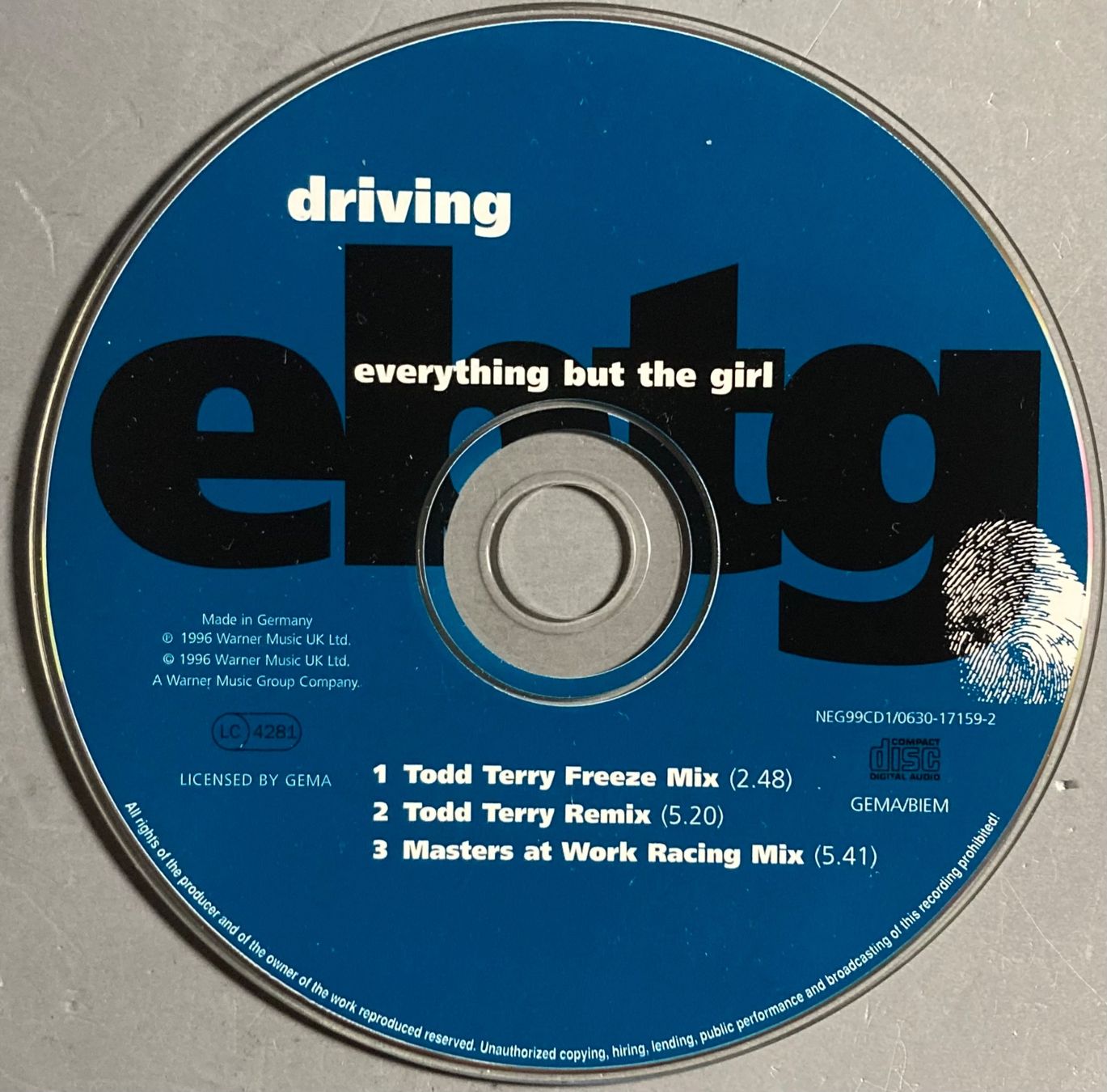 CD: EVERYTHING BUT THE GIRL - DRIVING – Usato da Poliez-Pittet venduto da Newtown-Records 2