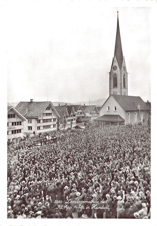 Ansichtskarten: Hundwil, Landsgemeinde, datiert 1943 – Gebraucht aus Frauenfeld von POML