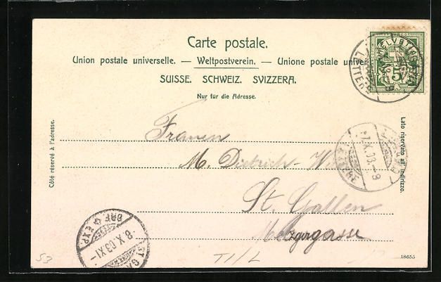 Cartoline postali: AK Lugano, Piazza commerzia, 1903 – Usato da Berlin venduto da bartko-reher 1