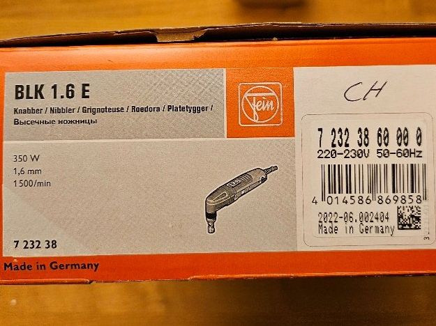 Fein Tutti gli attrezzi: Knabber FEIN BLK 1.6 E/ Profi Blechschneiden – Nuovo e nell'imballaggio originale da Egolzwil venduto da tamaya1 1