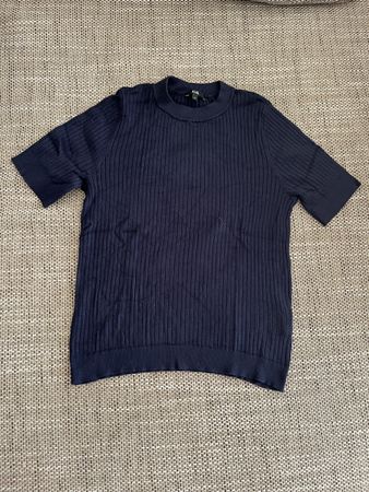 Dunkelblaues C&A Rippstrick-Shirt - Gr. M