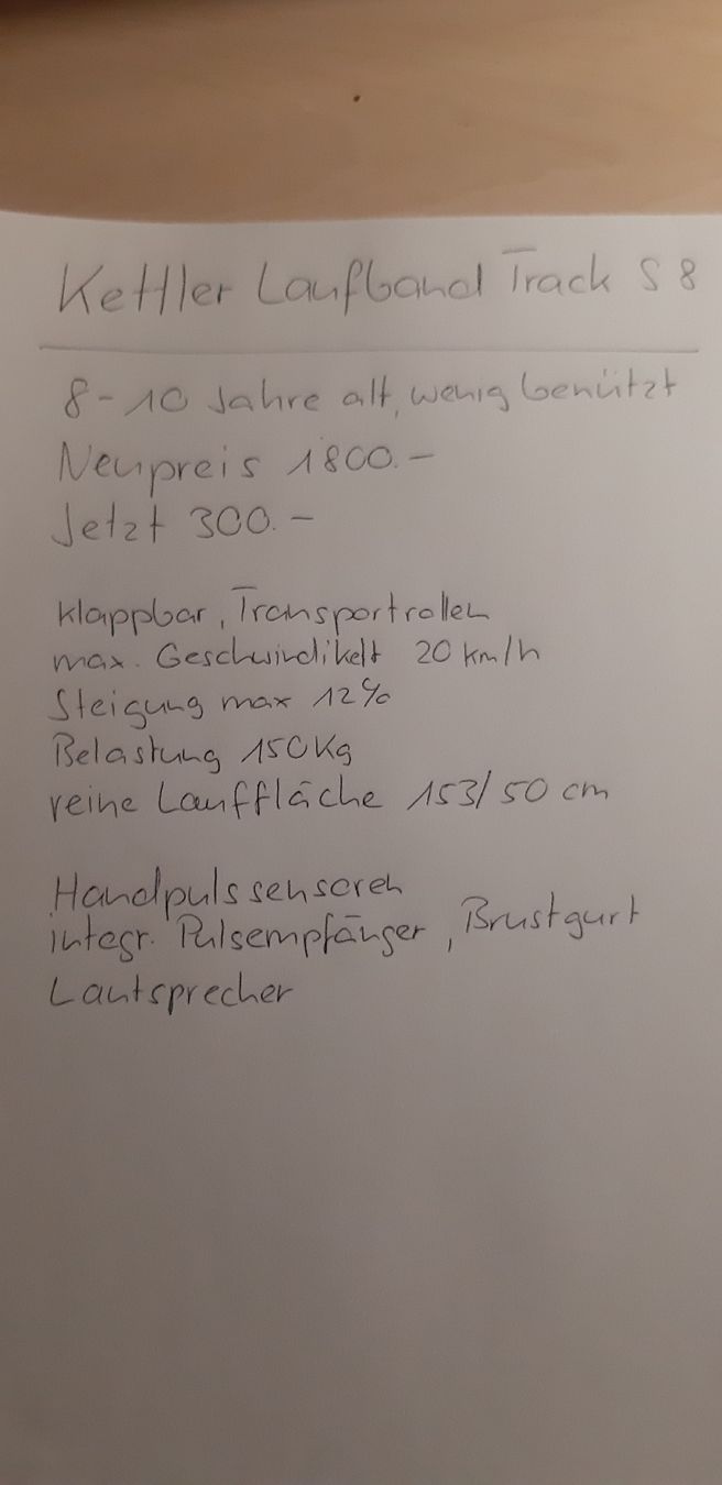 Kettler Hometrainer: Kettler Laufband Track S8 – Gebraucht aus Buttisholz von fam.melillo 2