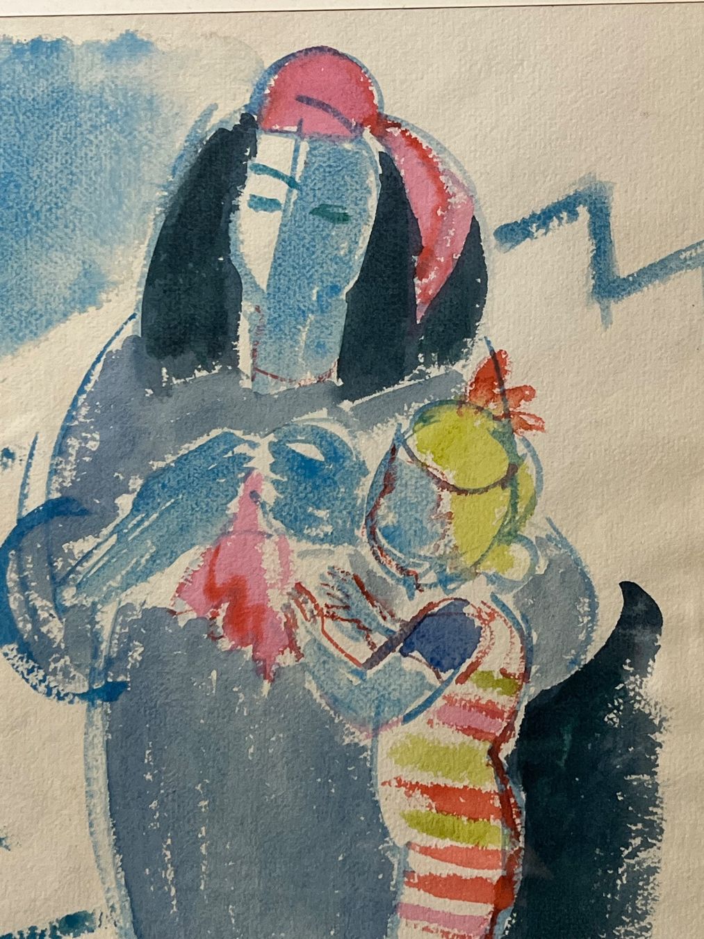 Gemälde: Abstrakte Mutter und Kind Aquarellmalerei, 1982 – Gebraucht aus Basel von PAUL_ART 3
