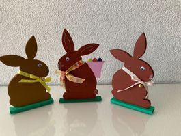 Osterhasen, Deko, 3er Set aus Holz