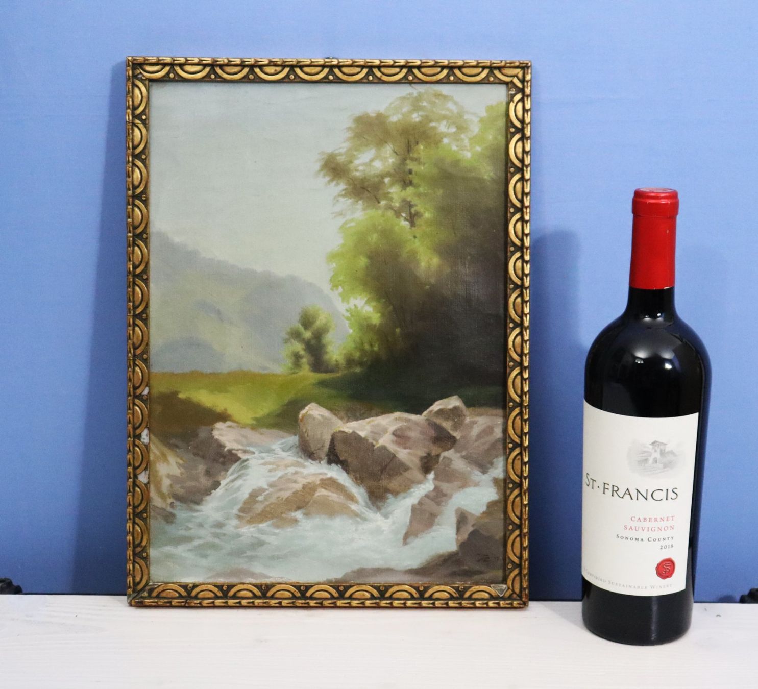 Tableaux: Wildbach, Oel auf Karton, rechts unleserlich monogrammiert – Neuf (Voir description) à Zug par Kunst-Fundgrube