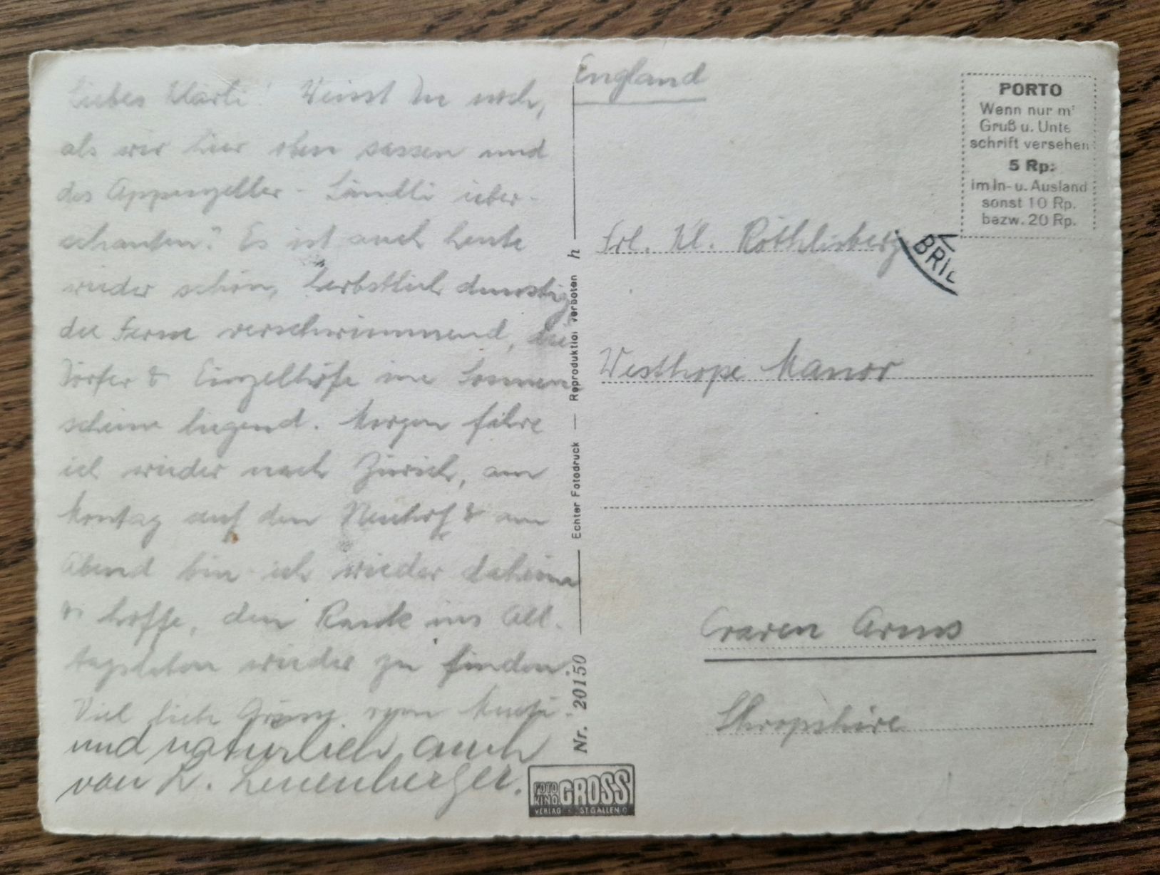 Ansichtskarten: Speicher-Trogen n. England – Gebraucht aus Ebikon von Donar50 1