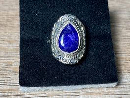 Orientalischer Silber 925 Ring mit natürlichem Blauer Saphir